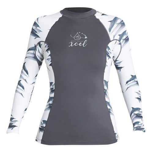 Women's Ocean Ramsey Water Inspired Premium Stretch Long Sleeve UV Top W/Key Pocket